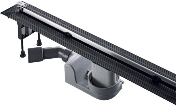 704360 Advantix Vario Set душевой лоток 300-1200мм (пластик),высота 95–165мм, с дизайн-вставкой, заглуш, опорами, сифоном, глянц. хром, модель 4965.21. Фото 1