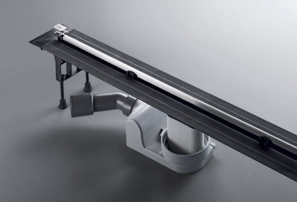 704360 Advantix Vario Set душевой лоток 300-1200мм (пластик),высота 95–165мм, с дизайн-вставкой, заглуш, опорами, сифоном, глянц. хром, модель 4965.21. Фото 5