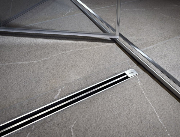 704360 Advantix Vario Set душевой лоток 300-1200мм (пластик),высота 95–165мм, с дизайн-вставкой, заглуш, опорами, сифоном, глянц. хром, модель 4965.21. Фото 6