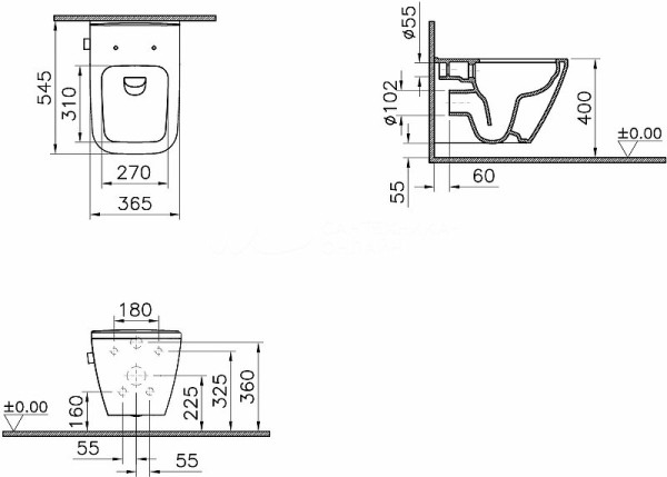 7082B003-7209 Подвесной унитаз Integra Square 54 см, безободковый с функцией биде и встроенным смесителем (НУЖНА КРЫШКА 191-003-009). Фото 2