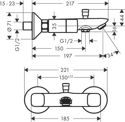 71243000 HG Logis смеситель для ванны двуручный. Фото 2
