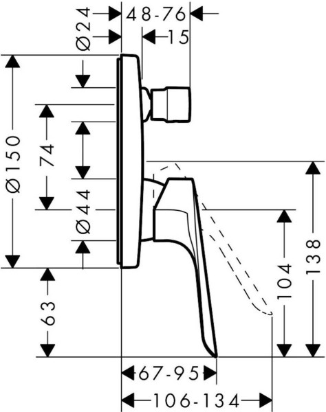 71404000 HG Logis E смеситель для ванны (внешняя часть). Фото 2