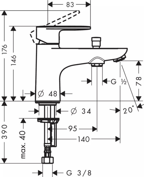 71444000 HG Vernis Blend смеситель для ванны на край ванны. Фото 2