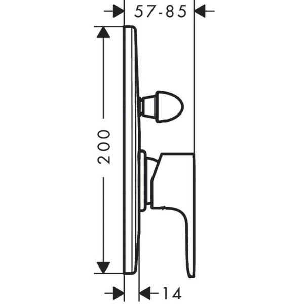 72449670 HG Rebris S смеситель для ванны (внешняя часть), матовый черный. Фото 2