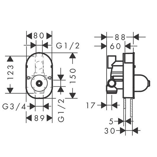 72459000S Set HG Rebris E смеситель для ванны встройка (72459000+31741180). Фото 4