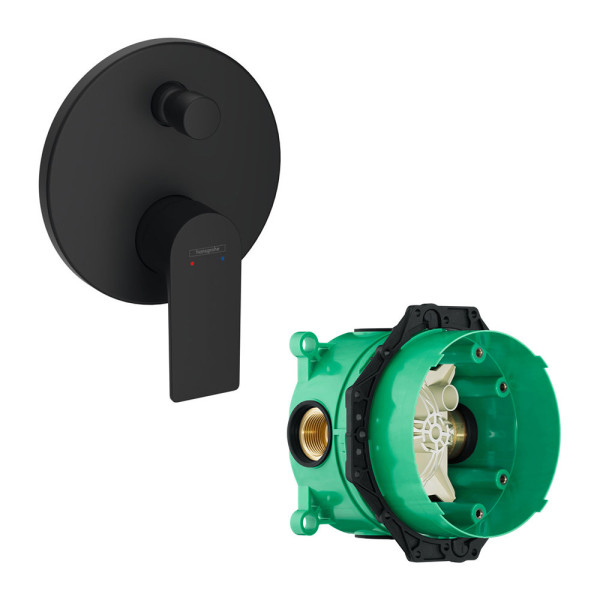 72468670S Set HG Rebris E смеситель для ванны (72468670+01800180), матовый черный. Фото 1