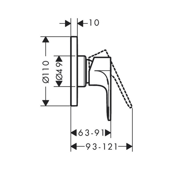 72648670 HG Rebris S смеситель для душа (внешняя и скрытая часть), матовый черный. Фото 2