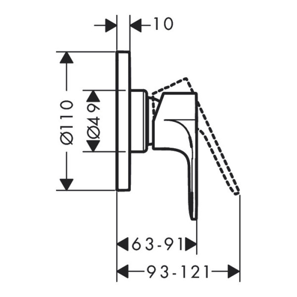 72649000S HG Rebris S смеситель для душа встройка (72649000+13620180). Фото 3