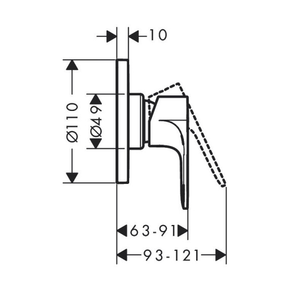 72658000 HG Rebris E смеситель для душа (внешняя и скрытая часть). Фото 2