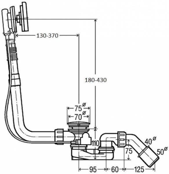 727741 Multiplex Trio Visign MT5 Слив-перелив с наливом, плоская конструкция (для установки требуется 33 мм), хром, модель 6161.60. Фото 2