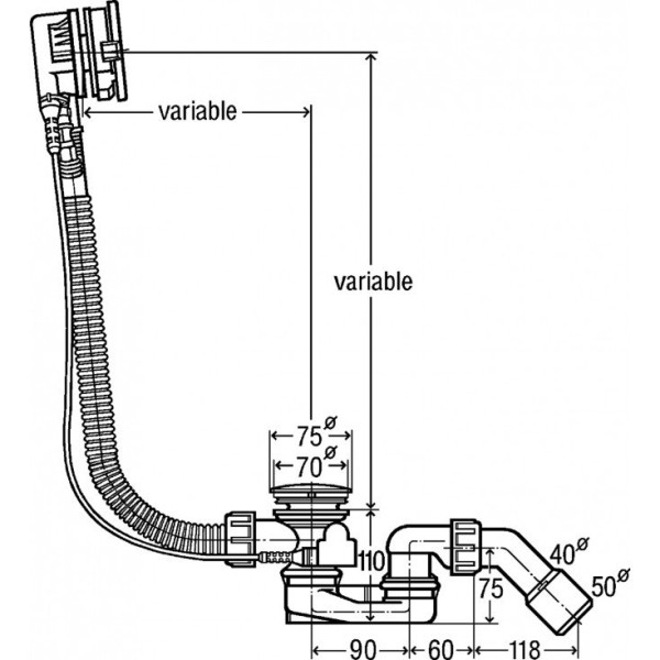 728007 Visign MT5 Слив/перелив Simplex Trio 560 x 40/50, модель 6166.41. Фото 2