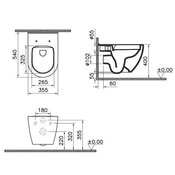 7510B003-0075 Подвесной Безободковый унитаз VitrA Mia Round (НУЖНА КРЫШКА 801-003-019, 115-003-001, 84-003-019). Фото 1