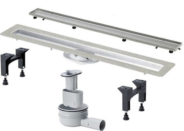 753207 Advantix Basic Set душевой лоток (нерж.сталь) 750 мм в комп. с сифоном 0.5 л/сек, ножками, дизайн решеткой под плитку ER13 мод. 4983.20. Фото 1