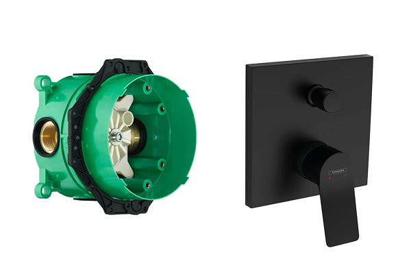 75415670S Set HG Vivenis смеситель для ванны (75415670+01800180), матовый черный. Фото 1