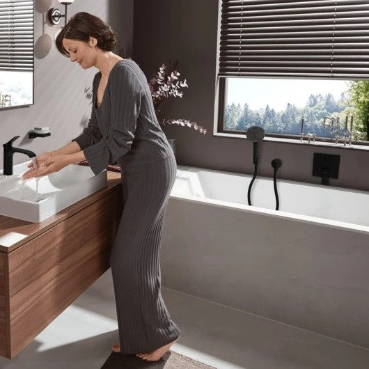 75415670S Set HG Vivenis смеситель для ванны (75415670+01800180), матовый черный. Фото 4