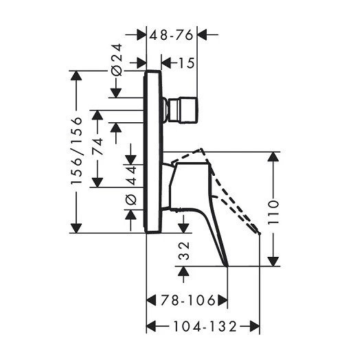 75415670S Set HG Vivenis смеситель для ванны (75415670+01800180), матовый черный. Фото 5
