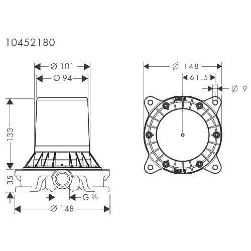 76445700S Set HG Finoris напольный смеситель для ванны (76445700+10452180), матовый белый. Фото 6