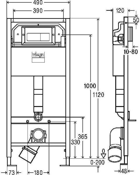 792824 Prevista Dry (SET) Lean + ECO модуль для подвес унитаза 1120 x 490 мм + крепления + панель смыва Prevista Visign for Life 5, модель 8524.10. Фото 2