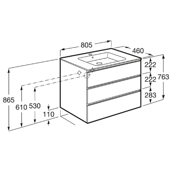 857406806 THE GAP модуль для раковины 800 мм 785x453x741 мм, с 3 ящ.(аналог 857553806) наб.ножек 7.8168.2.733.9 приобр.отдельно, бел.глян.(Новый арт.). Фото 5