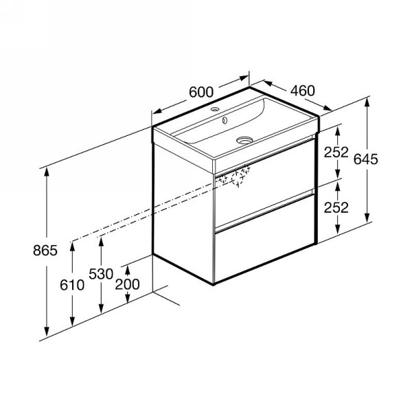 857613509 ONA модуль для раковины 600 мм, 585x450x565 мм, с 2 ящиками, белый матовый. Фото 5