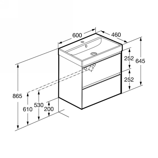 857613512 ONA модуль для раковины 600 мм, 585x450x565 мм, с 2 ящиками, светлый дуб. Фото 5