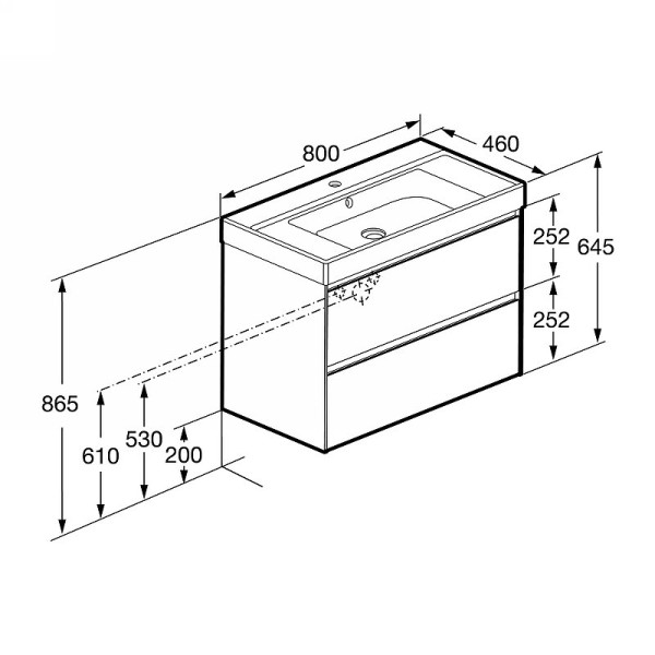 857630509 ONA модуль для раковины 800 мм, 785x450x565 мм, с 2 ящиками, белый матовый. Фото 5