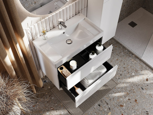 857630509 ONA модуль для раковины 800 мм, 785x450x565 мм, с 2 ящиками, белый матовый. Фото 6