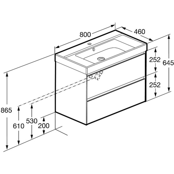 857630511 ONA модуль для раковины 800 мм, 785x450x565 мм, с 2 ящиками, темный вяз. Фото 5