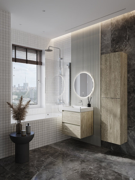 857635512 ONA реверсивная шкаф-колонна 1750 мм, 400x300x1750 мм, светлый дуб. Фото 5