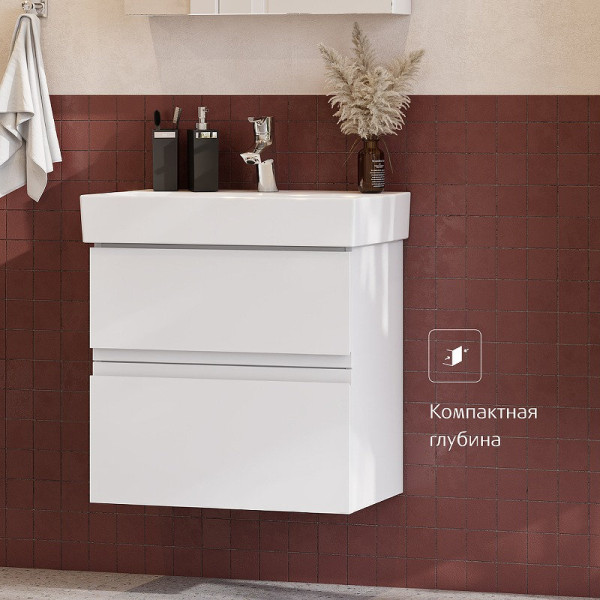 857640501 OLETA модуль для раковины 800, 760х374х548, с 2 ящиками, белый матовый. Фото 4