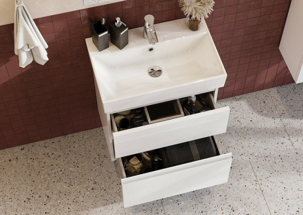 857640501 OLETA модуль для раковины 800, 760х374х548, с 2 ящиками, белый матовый. Фото 10