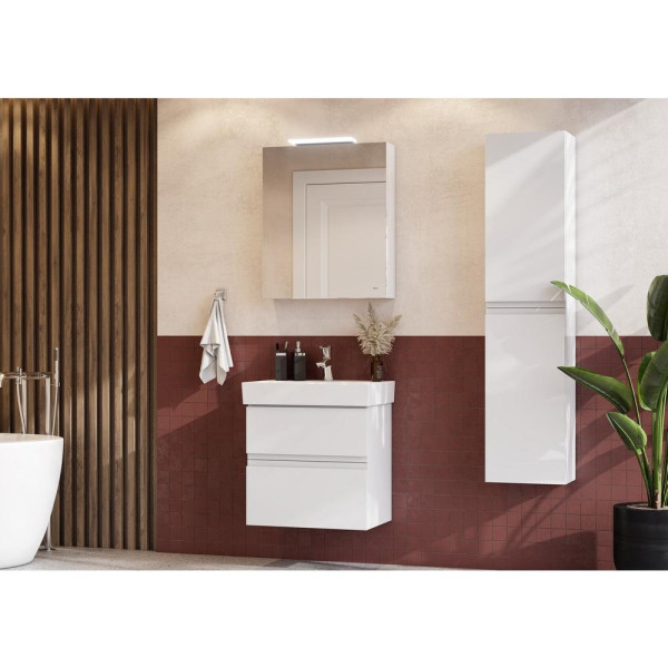 857645501 OLETA зеркальный шкаф 600, 600х137х700, левый, белый матовый. Фото 4