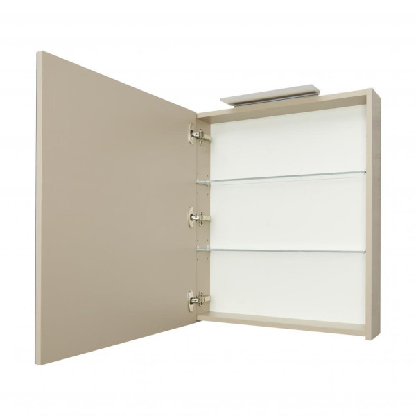 857645515 OLETA зеркальный шкаф левый 600 мм, 600х137х700 мм, c LED-светильником, включение от общего выключателя, капучино. Фото 2