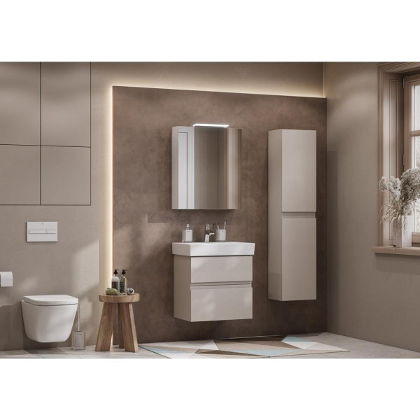 857645515 OLETA зеркальный шкаф левый 600 мм, 600х137х700 мм, c LED-светильником, включение от общего выключателя, капучино. Фото 5