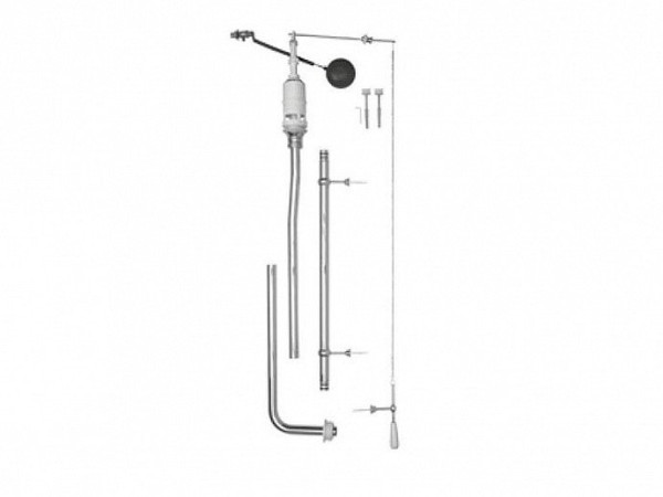 871111+878011+BOCR+MS87NC CLASSIC SET Приставной унитаз со сливом в стену+Бачок верхний+Смывной механизм с высокой трубой ХРОМ+Сиденье Орех грецкий. Фото 2