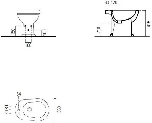 8762111 CLASSIC приставное биде, 1 отв., белый 07. Фото 2