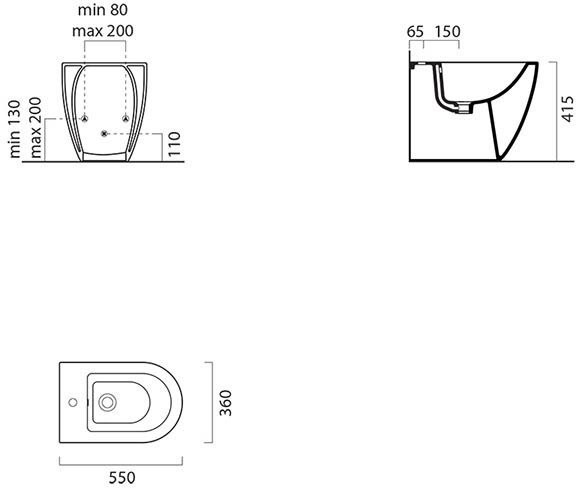 8862111 PURA приставное биде, 1 отв., белый 07. Фото 3