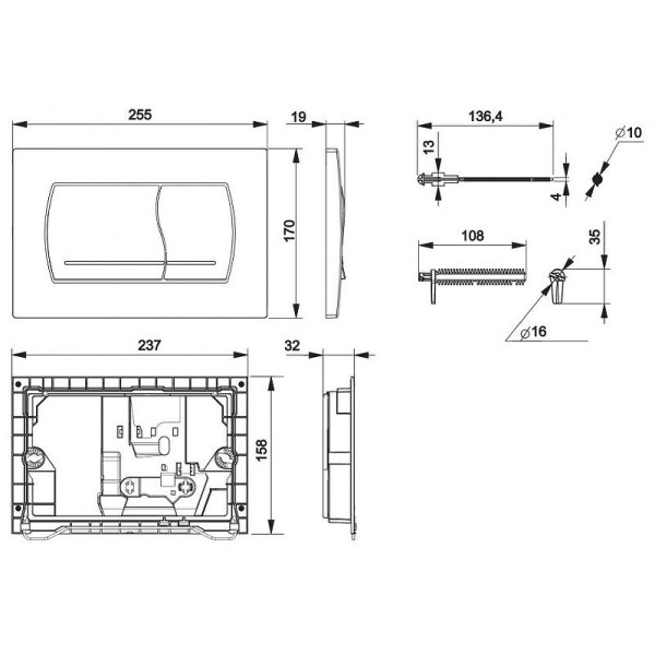 8901150B2 Active панель смыва 52B хром матовая (ПЭК). Фото 2