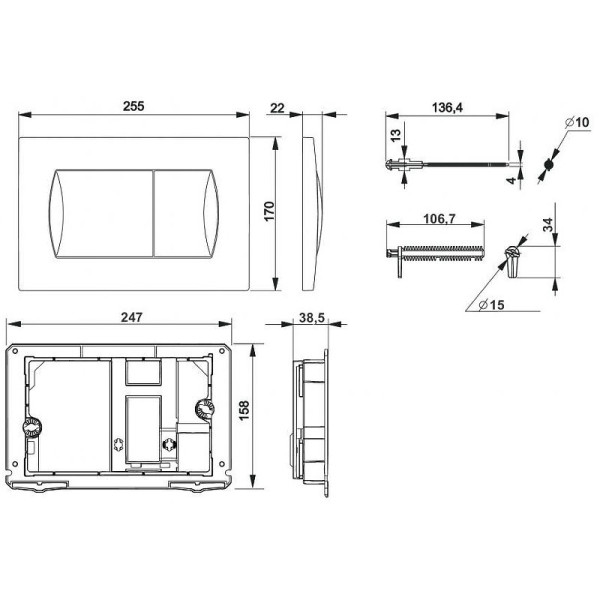8901160B2 Active панель смыва Pl 62B хром матовая (ПЭК). Фото 2