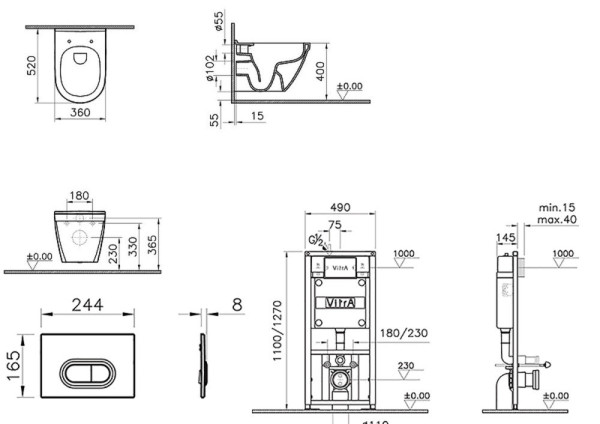 9003B003-7201 Комплект: S50 Rim-Ex унитаз подвесной безободковый с сидением МЛ+ инсталляция и панель смыва глянец хром. Фото 5