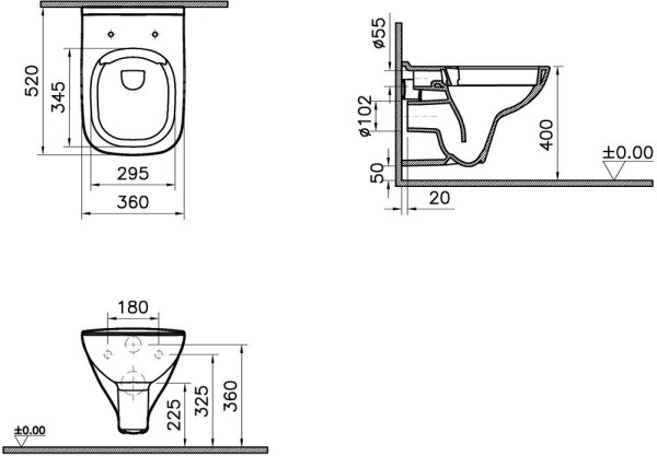 9004B003-7207 Комплект безободкового унитаза S20 с инсталляцией, кнопка хром Vitra. Фото 4