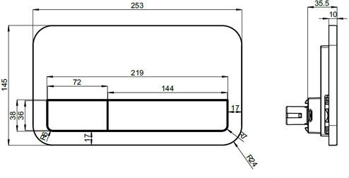 9224 9061 ViConnect клавиша смыва двухрежимная, пластик ABS, хром. Фото 2