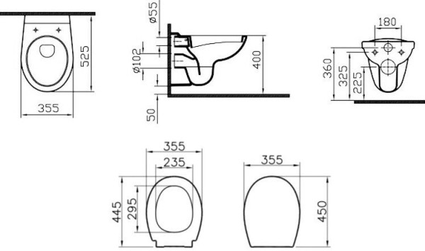 9773B003-7206 Комплект: Normus унитаз подвесной с дюропластовой крышкой МЛ+инсталляция+ панель смыва глянец хром (730-0180). Фото 5