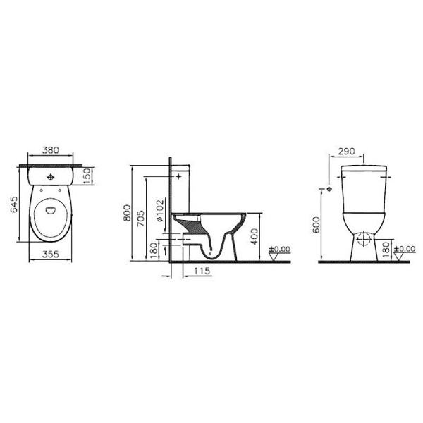 9822B003-7204 Комплект напольного безободкового унитаза (нижний подвод) S10 Open-Back с сиденьем микролифт. Фото 1