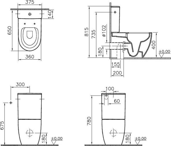 9830B003-7203 Sento Rim-ex напольный унитаз back to wall, сиденье тонкое с микролифтом. Фото 2