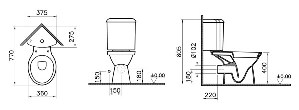 9854B099-7200 Угловой унитаз Norm Wenkel, крышка термопласт с микролифтом. Фото 4