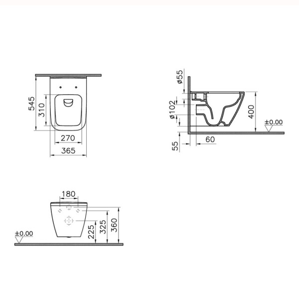 9856B003-7207 Комплект: Integra Square подвесной Безободковый унитаз + тонкое сиденье МЛ/БС+ инсталляция + панель смыва хром глянец. Фото 2