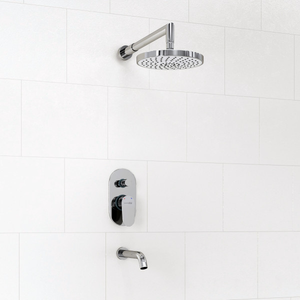 A13029 Встраиваемый комплект для ванны с изливом и верхней душевой насадкой. Фото 1