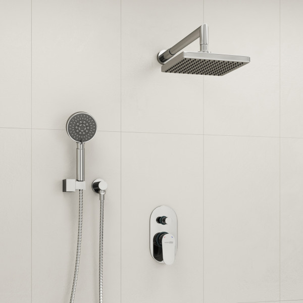 A14028 Встраиваемый комплект для душа с верхней душевой насадкой и лейкой. Фото 1