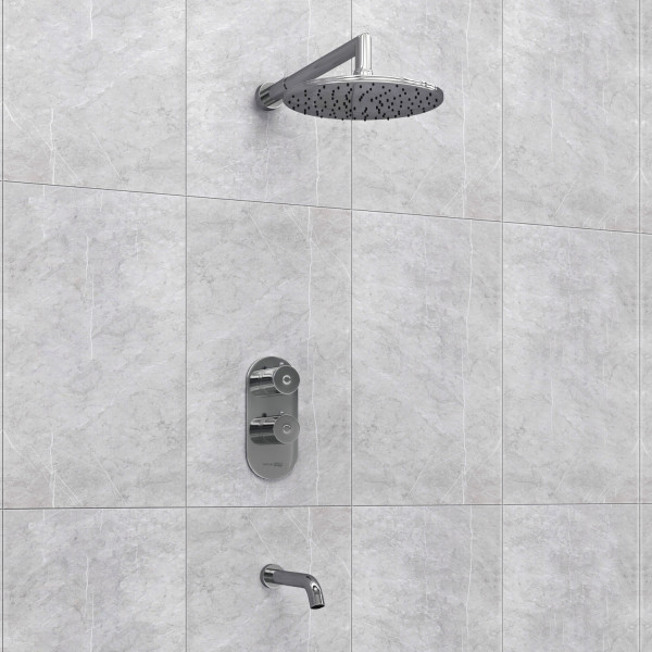 A15030 Thermo Встраиваемый комплект для ванны с изливом и верхней душевой насадкой. Фото 1